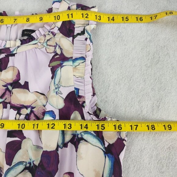 Banana Republic Floral Lilac Sleeveless Tiered A-Line Dress Size 10 Midi Length - Picture 9 of 11